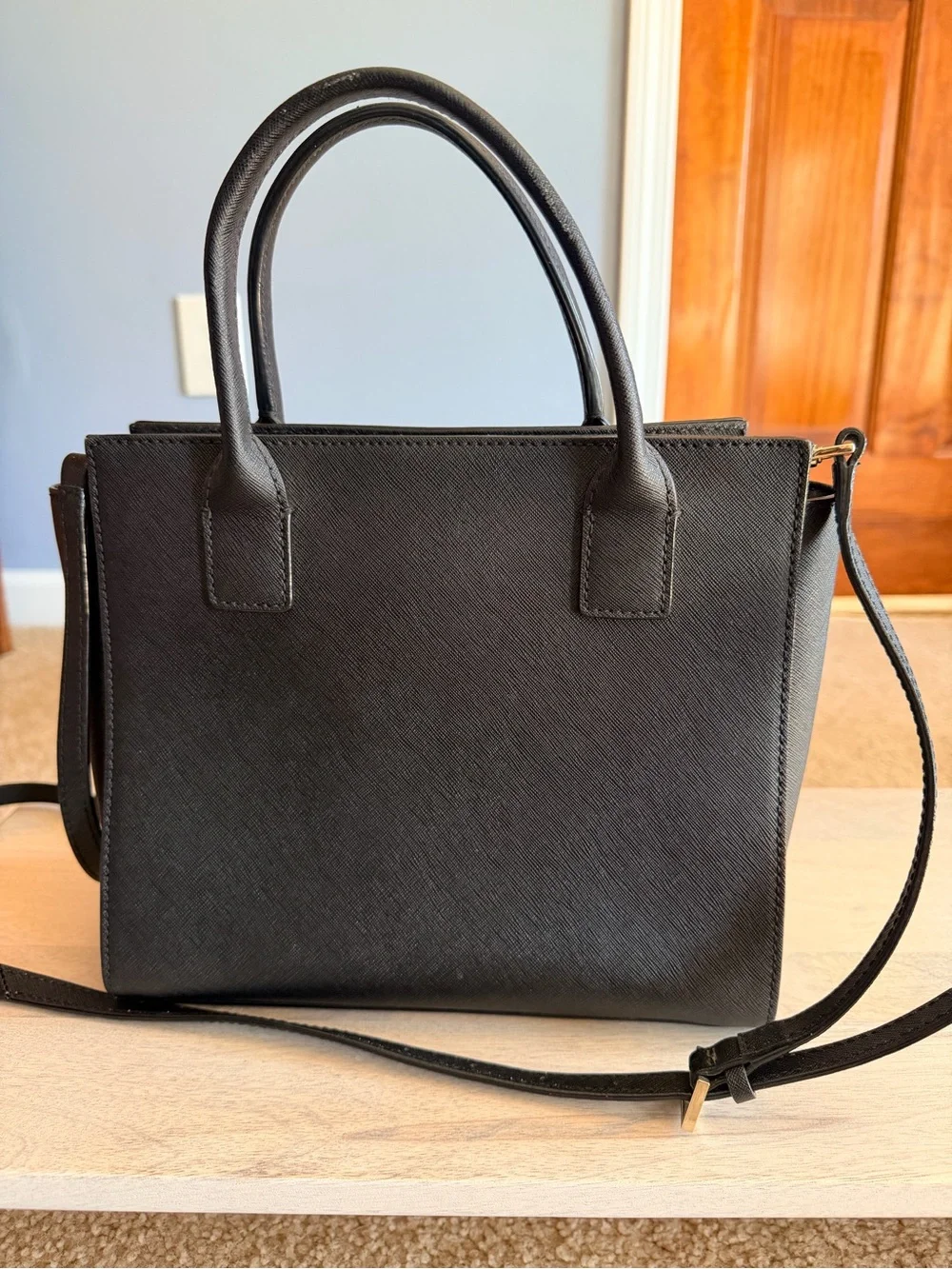 Kate Spade Daisy Appliqué Maise Satchel Black Leather Crossbody RARE